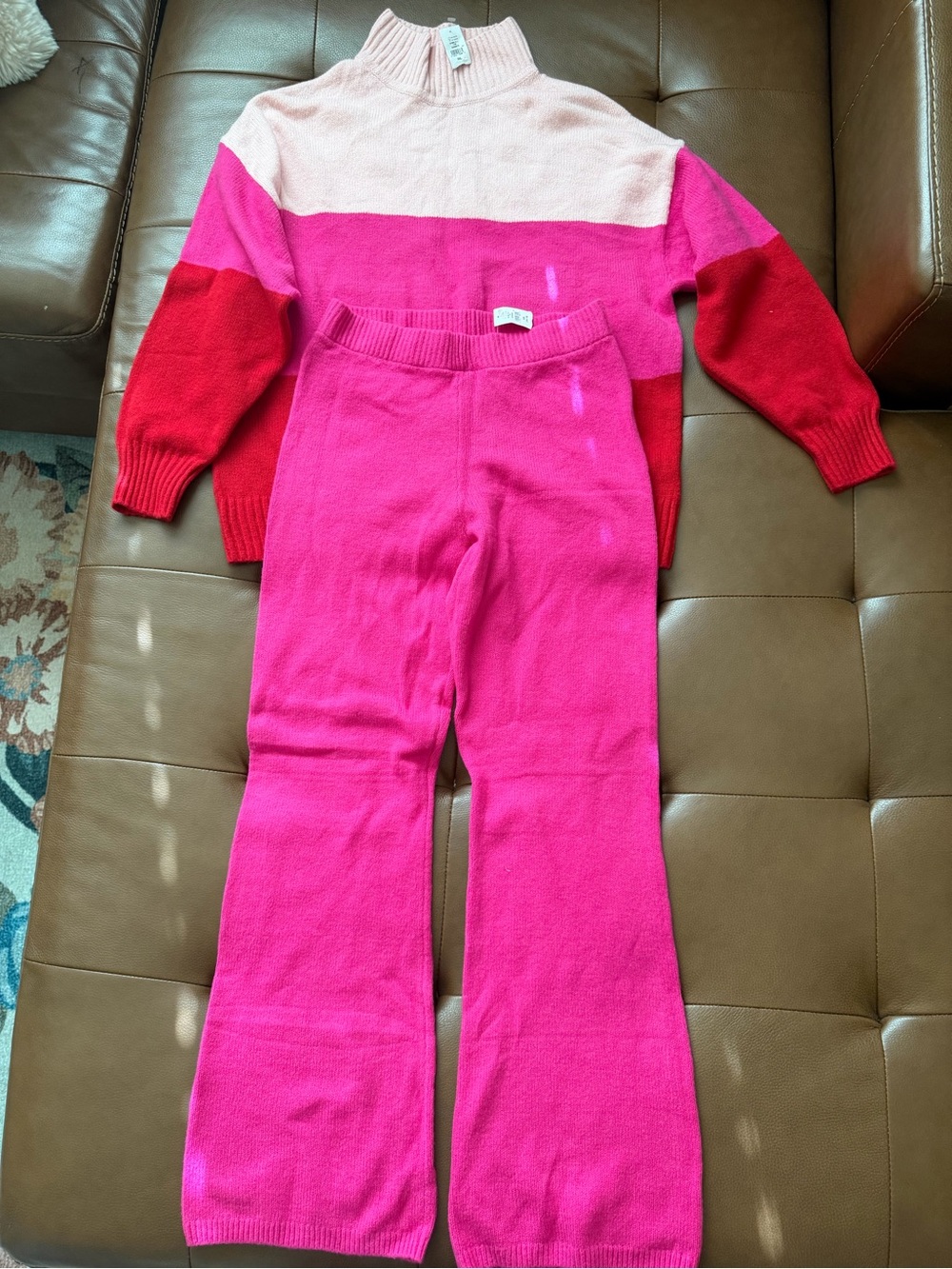 NWT GAP Kids Girls Pink/Red Striped Knit Sweater & Pants 2-Piece Set Size 14/16